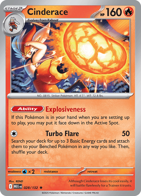 028/132 MEG - Cinderace Holofoil