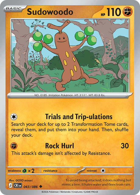 043/086 CRI - Sudowoodo Reverse Holofoil