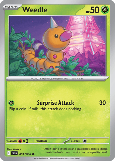 001/086 CRI - Weedle Reverse Holofoil