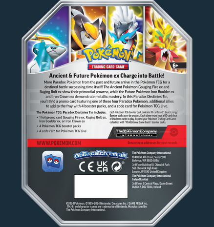Pokemon - Paradox Destinies Tin Gouging Fire EX