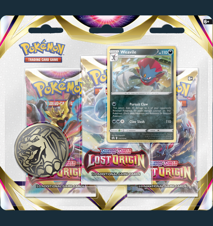 Pokemon - Sword &amp; Shield Lost Origin 3-pack Blister Weavile