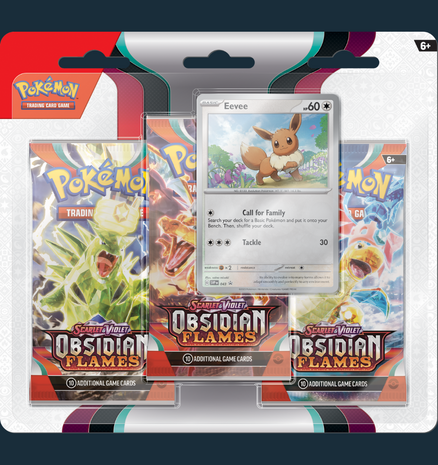 Pokemon - Scarlet &amp; Violet Obsidian Flames 3-Pack Blister Eevee