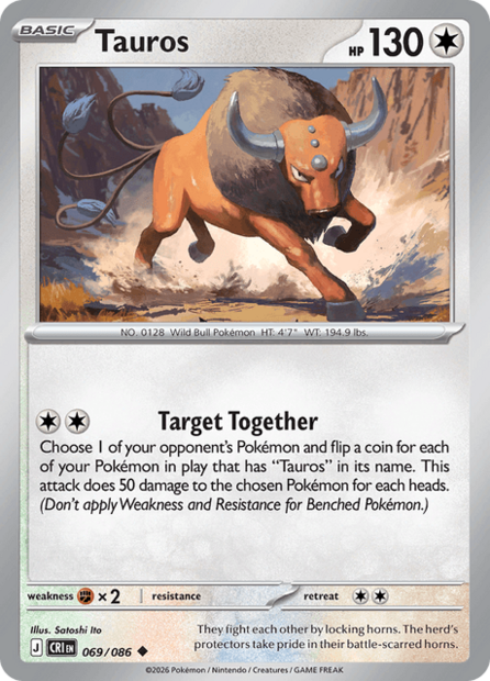 069/086 CRI - Tauros Reverse Holofoil