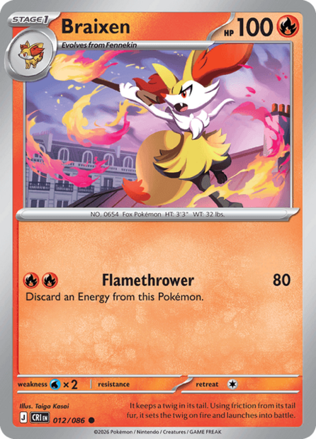 012/086 CRI - Braixen Reverse Holofoil