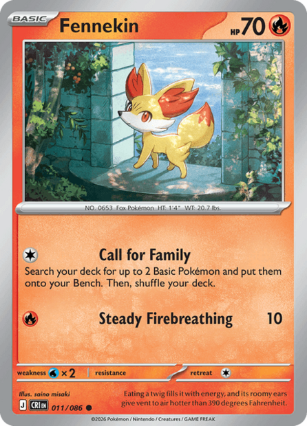 011/086 CRI - Fennekin Reverse Holofoil