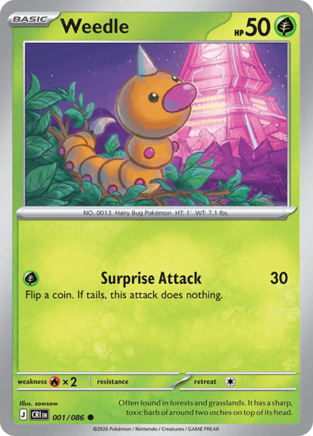 001/086 CRI - Weedle Reverse Holofoil