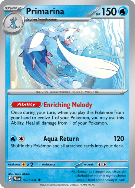 020/084 PBL - Primarina Reverse Holofoil