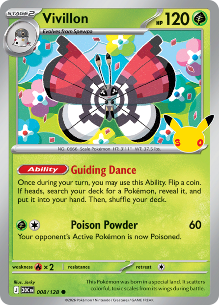 008/128 30C  - Vivillon Holofoil