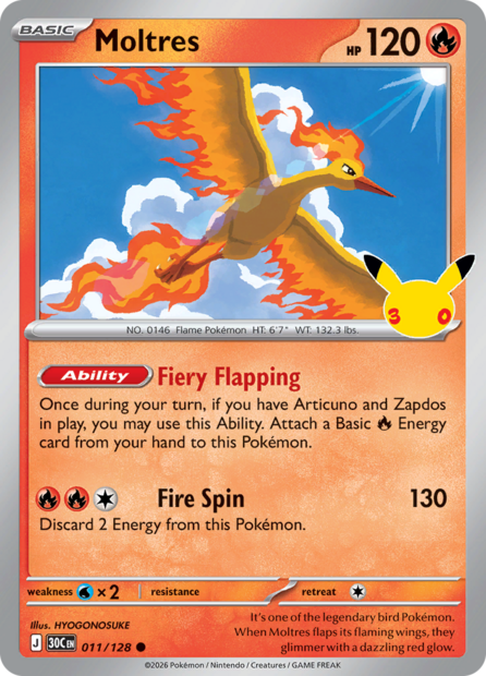 011/128 30C  - Moltres Holofoil