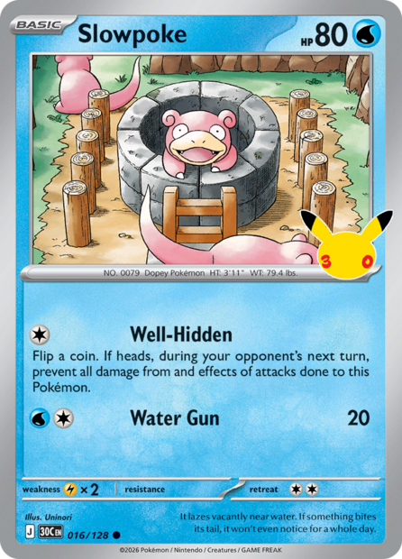 016/128 30C  - Slowpoke Holofoil