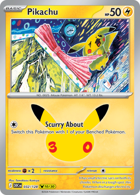 032/128 30C  - Pikachu Holofoil