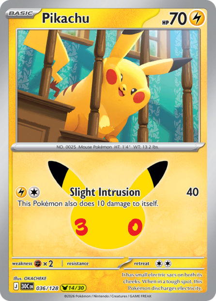 036/128 30C  - Pikachu Holofoil