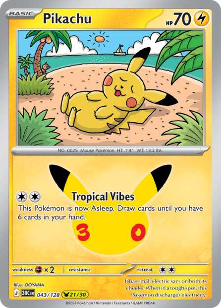 043/128 30C  - Pikachu Holofoil