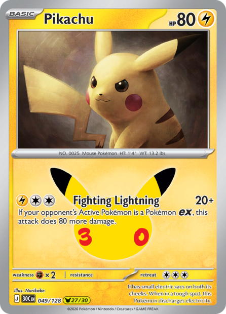 049/128 30C  - Pikachu Holofoil