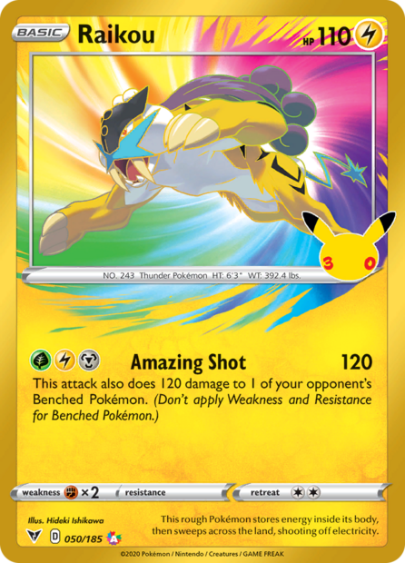 050/185 30C  - Raikou Holofoil