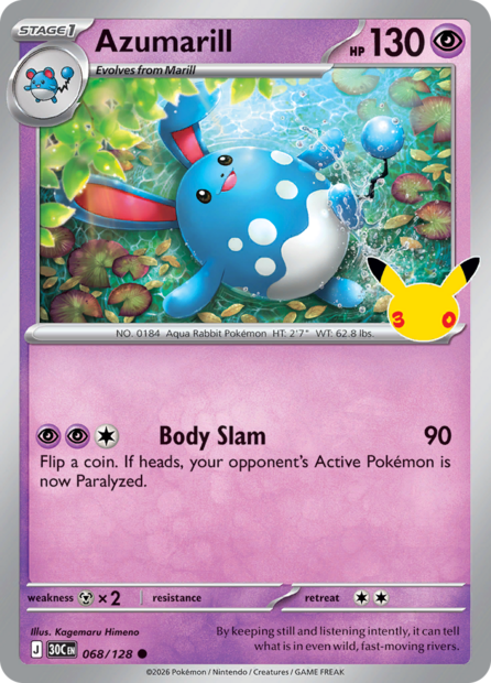 068/128 30C  - Azumarill Holofoil