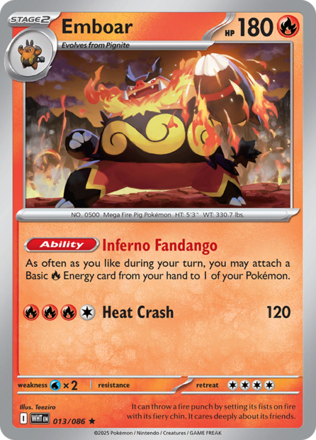 013/086 WHT - Emboar Pok&eacute;ball Holo