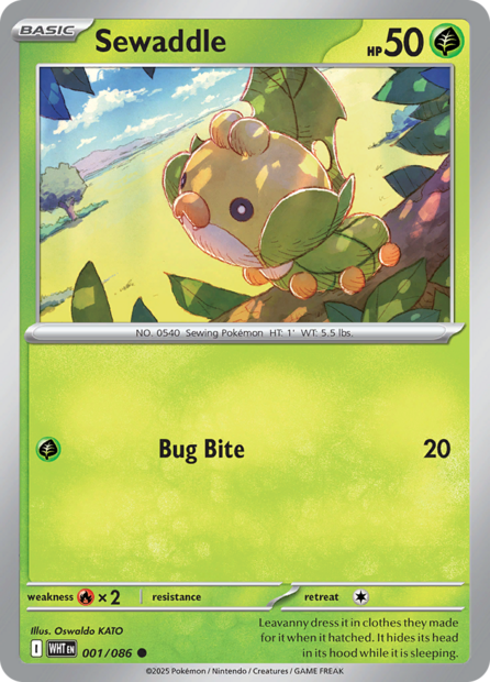 001/086 WHT - Sewaddle Masterball Holo