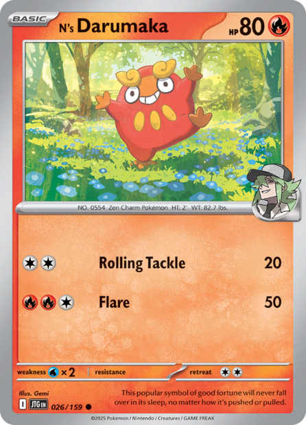 026/159 JTG - N's Darumaka Reverse Holofoil
